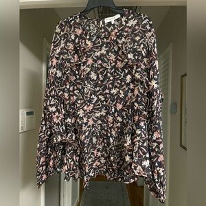 EUC IRO Bow Blouse Black and Pink Floral with Built in Cami